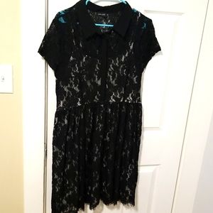 Black lace dress with white insert